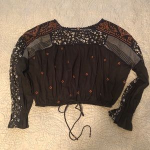 Free People cropped embroidered blouse